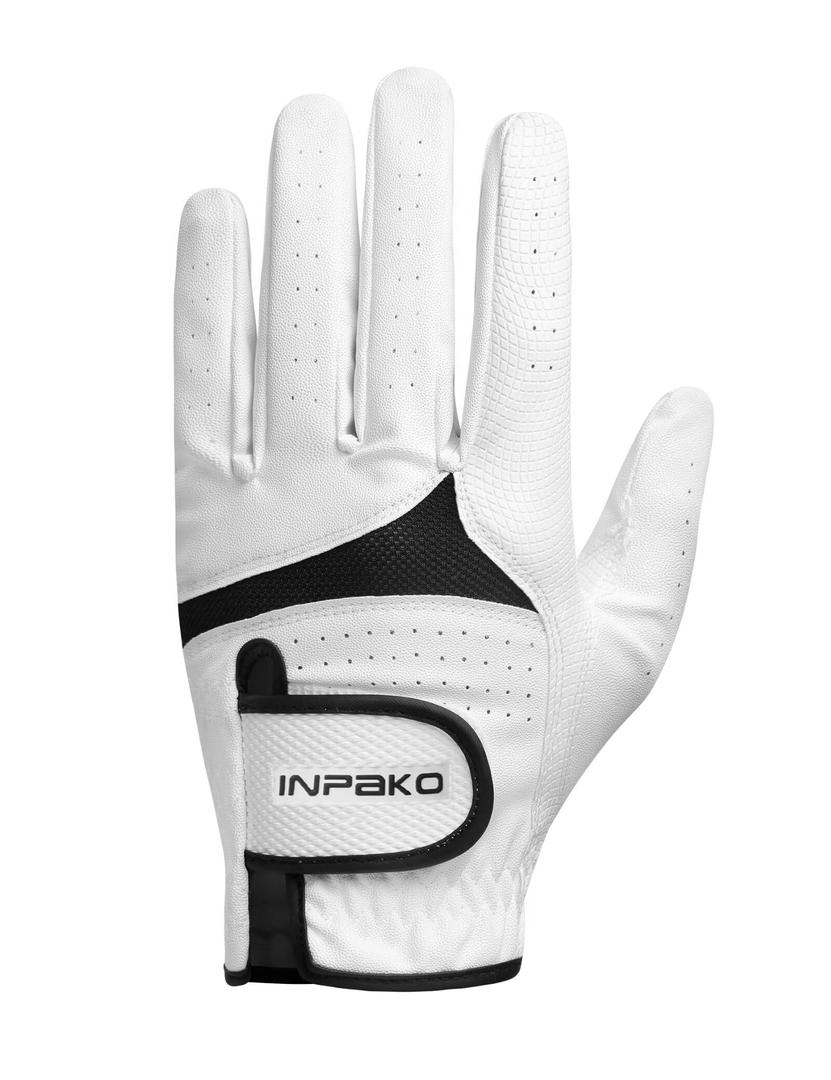 INPAKO Golf Glove for Men Women, Premium Cabretta Leathe,Soft Breathable Mesh Back, Enhanced Non-Slip Palm Grip Support Right Hand