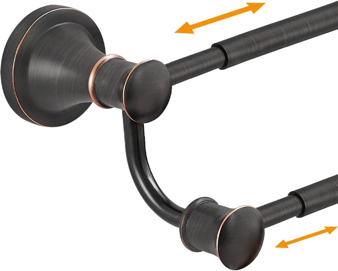 Hoimpro Adjustable Retractable 15-27 Inches Stainless Steel Bathroom Towel Bar, Bathroom Accessories Bath Hotel Double Towel Bar Rod Hanger Wall Mounted Towel Holder Towel Rack, Oil Rubbed Bronze