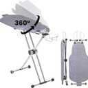 Dazzl 360 Dual-Sided Iron Board - Torso-Shaped Ironing Board Full Size with 8-Level Adjustable Height, Rotatable & Detachable Iron Holder, Garment Clips - HDPE Heat-Resistant Surface (47)