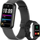 Efolen Smart Watches for Men Women,Fitness Watch with Bluetooth Call,Heart Rate/Blood Oxygen/Sleep Monitor,140+ Sports Modes 1.47'' Smartwatch for Android iPhone,IP68 Waterproof,2 Bands,Black