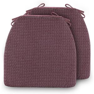 Chair Cushions for Dining Chairs - Olefin Thickened 2" Kitchen Chair Pads with Ties and Non-Slip Backing, D-Shaped Memory Foam Seat Cushions 17'' x 16'', Set of 2, Mixed Woven Red