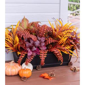 10 x Artificial Fall Plants for Autumn Outdoor Decor Realistic Faux Greenery & Flowers Fake Plastic Leaves with Stems UV Resistant Outside Bushes for Garden Patio and Porch 8Pcs (Fall Color)