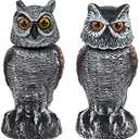 Hedoc Only 1Pack Fake Owl Decoys to Scare Birds Away, Rotating Head Bird Deterrents, Nature Enemy Scarecrow Plastic Statues, Pest Repellent for Gardens and Patios