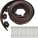 Landscape Edging,40FT Garden Edging Kit with 50 Pcs Galvanized Spikes,2 Inch Tall for Lawn, Garden Border (40 FT x 2 in, Brown)