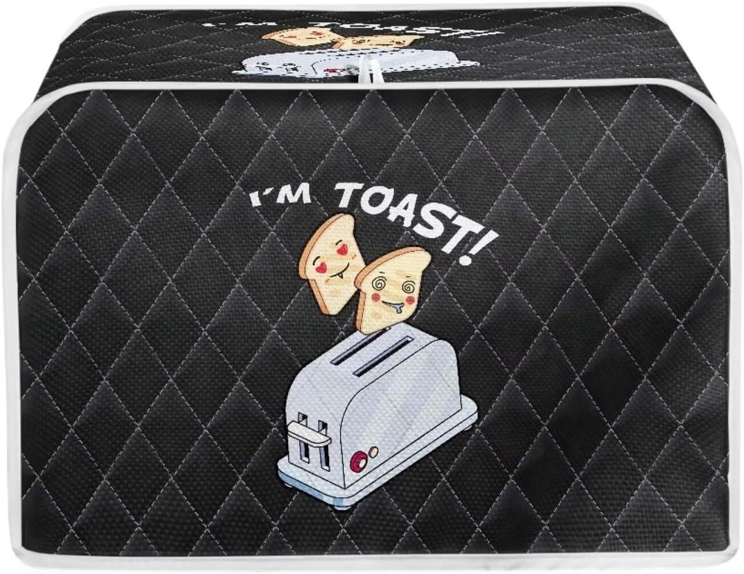 Pzuqiu Cartoon Toaster Pattern Toaster Dust Cover Kitchen Oven Cover with Top Handle Bread Toaster Cover Portable & Foldable, Great Girt for Women (M-12.4L*10.6W*8.2H(inch))