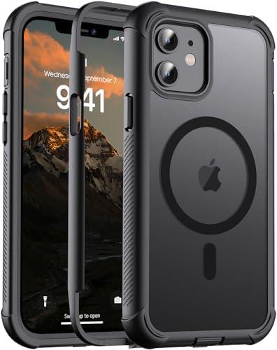jaroco Magnetic for iPhone 12/12 Pro Case, [Compatible with MagSafe][Military Grade Drop Protection][Heavy Duty Protection][Non-Slip][Shockproof] 2-Layer Durable Bumper Phone Case 6.1''-Black