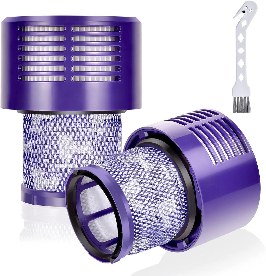 Leadaybetter Vacuum Filter Replacements for Dyson V10 Cyclone Series, V10 Animal, V10 Absolute, V10 Total Clean, SV12, SV27, Part No. 969082-01 (2 Pack Filters and 1 Clean Brush)