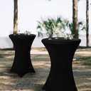 Pesonlook 6 Pack Cocktail Table Covers, 32"x43" Black Fitted Spandex Stretch Tablecloth with Square Corners, High Top Round Cocktail Tablecloth for Bar Wedding Party Banquet Round Table(Black)