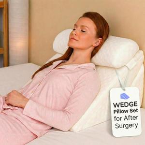 Wedge Pillow Set for After Surgery Adjustable Headrest - Solid Memory Foam Incline System for Shoulder, Acid Reflux, Post Surgery & Sleep Apnea - Breathable Cover - Home Medical, Large