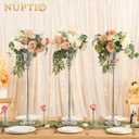 NUPTIO Centerpiece Vase Tall Wedding: 2 Pcs 30.5" Silver Flower Stand for Table Metal Trumpet Vase for Party Decorations
