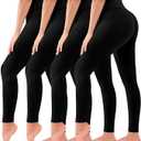 4 Pack Leggings for Women - High Waisted Full Length Buttery Soft Yoga Pants for Workout Athletic Daily, L-XL