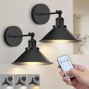 Battery Operated Wall Sconce Set of 2,Vintage Wireless Wall Sconces with Remote,Dimmable Led Wall Lights,Wall Lamp Fixture Indoor Bedroom Living Room Kitchen,LED Bulbs Included,Black