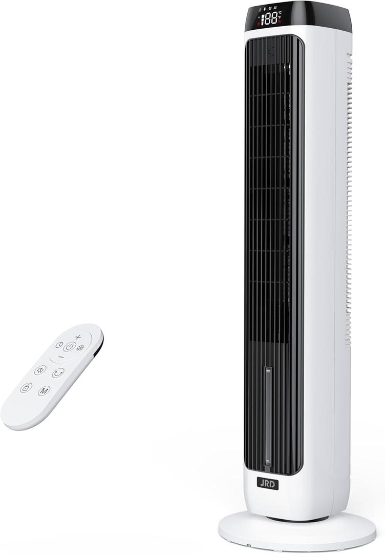 JRD 41" Air Cooler for Bedroom, Office, Large Room, Portable Evaporative Air Cooler with Ice Packs, 12H Timer, 3 Speeds, 4 Modes, 80° Oscillating Tower Fans with Remote