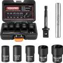 7PCS Lug Nut Removal Tool, 1/2" Drive Impact Twist Lug Nut Removal Socket Set, Wheel Lock Removal Kit, Stripped For Damaged, Frozen, Studs, Rusted, Nuts & Screws, Cr-Mo Steel