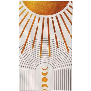 70s Boho Mid Century Sun Abstract Bathroom Bath Dish Hand Towels, Beige Minimalist Aesthetics Moon Phase Sunrise Sunlight Arch Art Kitchen Wash Towel for Bathroom Sports Hotel Gym Spa Tea Room