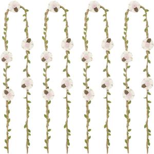 CREATCABIN 4Pcs Flower Arm Wraps Floral Arm Accessories Fairy Floral White Green Vine Leaf Rattan Straw Wrapping Ribbon Garland Wreath Covers for Christmas Costume Cosplay Party DIY Decoration