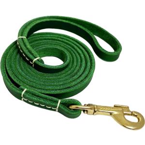 LWBMG Leather Dog Leash for Small Dogs 6ft, Heavy Duty Pet Lead, Soft Genuine Leather Leash for Small Medium Dogs1/2" X 6', Green