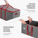 ZOBER Large Christmas Ornament Storage Box - Stores 80 3" Ornaments, With Dividers - With Large Compartment for Figurines, and Accessories, Durable Christmas Containers Holder, 4 Extra Pockets - Gray