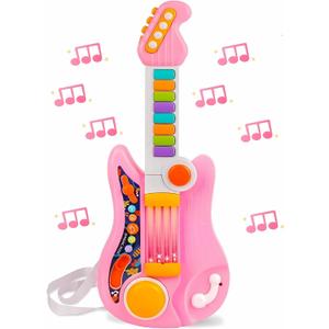 Kids Guitar, Electric Toddler Baby Music Toys for Ages 2-4 with Piano Mode Strap and Lights Child Musical Instruments Ideal for 2+ Year Old Girls Boys Birthday