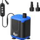 AQQA DC Aquarium Water Pump with Controller,4 Flow Adjustable,Feed Mode,IP68 Submersible Quiet Fish Tank Pump,3 Nozzles for Pond Fountain Statuary Hydroponics Freshwater Saltwater 15W 110V-240V