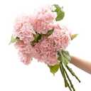 CXGS Artificial Hydrangea Flower 5PCS 21.7 inch Real Touch Faux Flowers Large Blue Fake Flower DIY Bouquet Hydrangeas with Long Stem for Home Party Floral Arrangements Wedding Centerpieces Decor