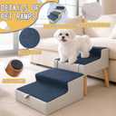 16" H Dog Stairs for Small Dogs, Foldable 2-in-1 Pet Steps & Ottoman, Non-Slip Dog Stairs for Couch, Wooden Pet Stairs Ramp for Puppy Senior Injured Dogs Grey