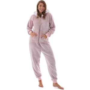 The Big Softy - Adult Onesie Pajamas for Women, Teddy Fleece Womens Onesie Pajamas, Fuzzy Pajama Onesies for Women, Teens PJs (X-Large, Pink)