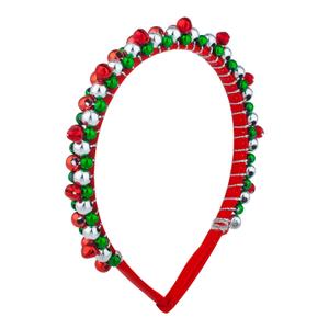 2 x LUX ACCESSORIES Red Green Silver Tone Christmas Holiday Bells Fashion Headband