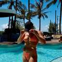 Women Halter String Bikini Flame Printed Two Piece Swimsuit Triangle Sets Spaghetti Strap Tie Swimwear (Orange, S)