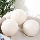 Suzile 3 Pcs Round Ball Pillows Decorative 13.8 Inch Circle Plush Throw Pillow Inserts for Bedroom Living Room Couch Bed Home Decoration(White)