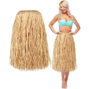 Giegxin Natural Raffia Grass Skirts Tropical Luau Hula Skirt for Adults Women Men Hawaiian Party Costume Beach (As Shown in the Pictures Fresh Style)