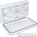 smartmarine 24"x14" Marine Boat Deck Hatch Cover,Boat Access Hatch & Lid, 2pcs Hatch Handles Lock.Black/White, 24"*12"