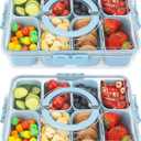 Shopwithgreen 2Pcs Snackle Box Container, Divided Serving Tray with Lid and Handle, Snack Box Container Food Platter Charcuterie for Party, Veggies, Snack, Fruit, Nuts, Entertaining, Picnic,Blue