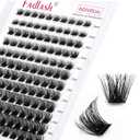 Lash Clusters DIY Eyelash Extensions 144 Clusters Lashes D Curl 0.07 Natural Individual Lash Extensions Mixed Tray False Eyelashes Soft & Strong Thin Band DIY at Home (F32-0.07D, 8-16mm)