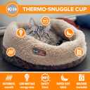 K&H Pet Products Heated Cat Bed Indoor, Thermo-Snuggle Cup Bomber Soft Heated Pet Bed for Large Indoor Cats and Small Dogs, Machine Washable, Waterproof Heated Pad, Safety Listed - 18x14in Chocolate