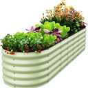 Galvanized Raised Garden Bed, 8x2x1.5 FT Oval Metal Planter Box for Outdoor, 18 Raised Beds for Gardening Vegetables Flower Herb(Sage Green)