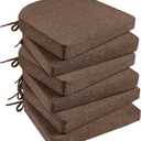 Basic Beyond Chair Cushions for Dining Chairs with Ties and Removable Cover, 2" Thick Seat Cushions for Kitchen Chairs, Set of 6, 17" x 16", Brown