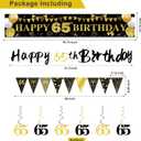 27pcs 65th Birthday Decorations for Men,Black Gold 65th Party Decorations,Happy 65th Birthday Banner Honeycomb Hanging Swirls Cake Topper and Balloons Kit Party Supplies