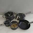 Calphalon 10-Piece Non-Stick Kitchen Cookware Set Black Pots & Pans with Stay-Cool Stainless Steel Handles Hard-Anodized Aluminum for Even Heating