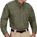 Propper Tactical Long Sleeve Ripstop Shirt  Epaulettes, Teflon Fabric Protection & Document Pockets for Public Safety (Small, Olive Green)