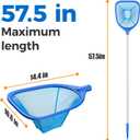 Mowend Swimming Pool Skimmer Net Total Length 57 inches, Leaf Rake Net with 4 Section Telescopic Aluminum Pole for Fast Cleaning Ponds, Hot Tub, and Spas, Pool Cleaner Supplies and Accessories