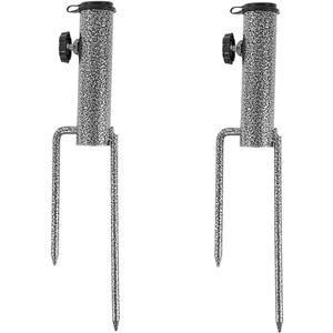 2 Pieces Patio Umbrella Steel Anchor, Heavy Duty Beach Umbrella Stand, Ground Grass Screw Holder Stands with 2 Forks for Lawn, Patio, Outdoor, Garden, Beach, Fishing