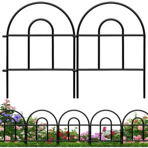 Decorative Garden Fence 43.33ft x 17in - 40 Pack Rustproof Metal No Dig Fence Animal Barrier, Arched Bed Edging Classic Style Wire Border Panel Fencing for Yard Patio Outdoor Decor, Black