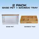 Trash Bag Holder Dispenser  2-Piece Organizer with Bamboo Lid & PET Base  Under Sink Kitchen Cabinet Bag Storage Solution