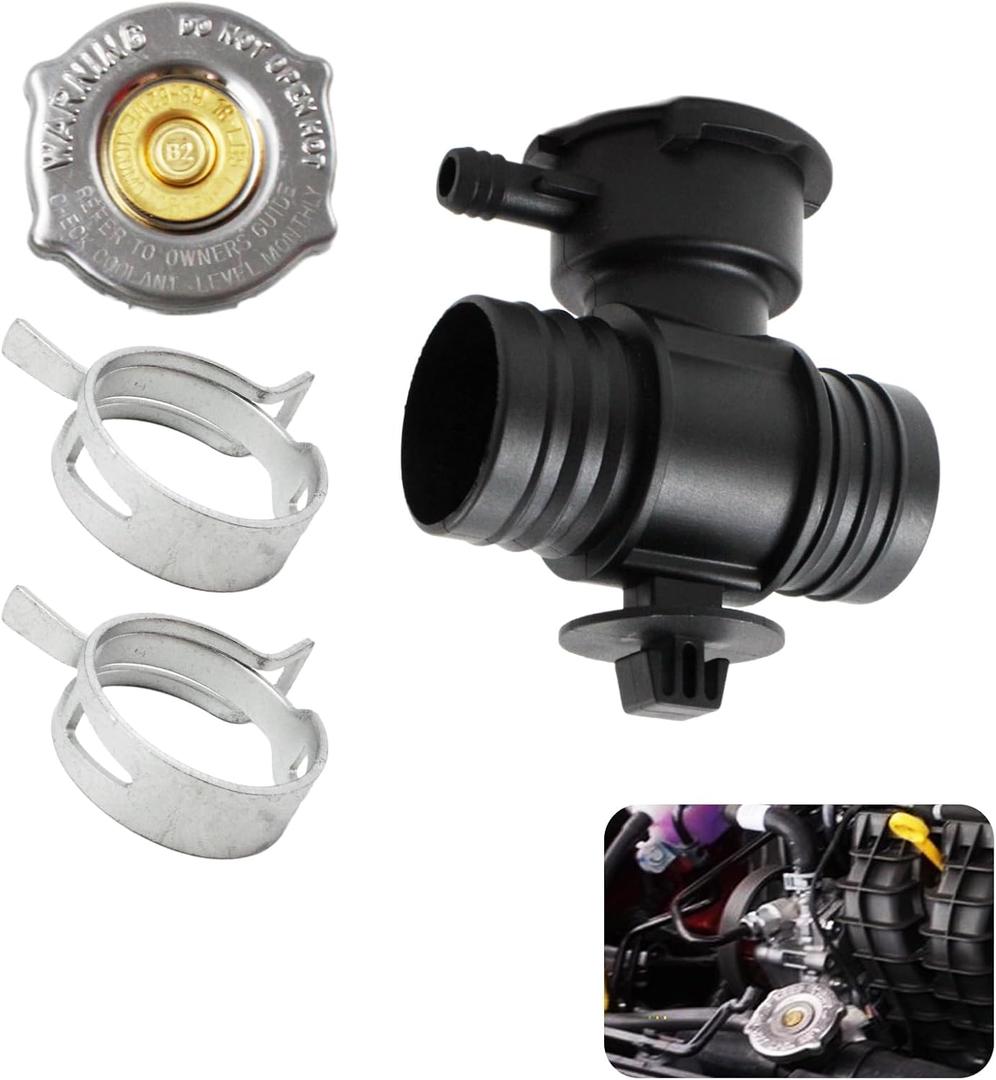 52028810AL 52029195AK Radiator Coolant Filler Neck with Cap Compatible with 2001-2004, 2007-2018 Chrysler 200, Sebring | Dodge Dakota, Durango, Caliber, Avenger, Journey | Jeep Compass, Patriot