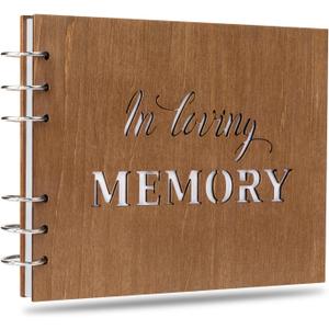 Creawoo Wooden Funeral Guest Book for Memorial Service Decorations Celebration of Life Funeral Guest Book, in Loving Memory Guestbook for Funeral, Memorial Book Funeral Guestbook-8.5"