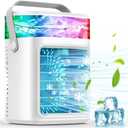 Portable Air Conditioner, 3 Speeds Personal Evaporative Air Cooler with 2/4H Timer, 450ml Rechargeable Mini Air Conditioner, Quiet Portable AC Unit Fan for Office Desk Home Bedroom Camping Car