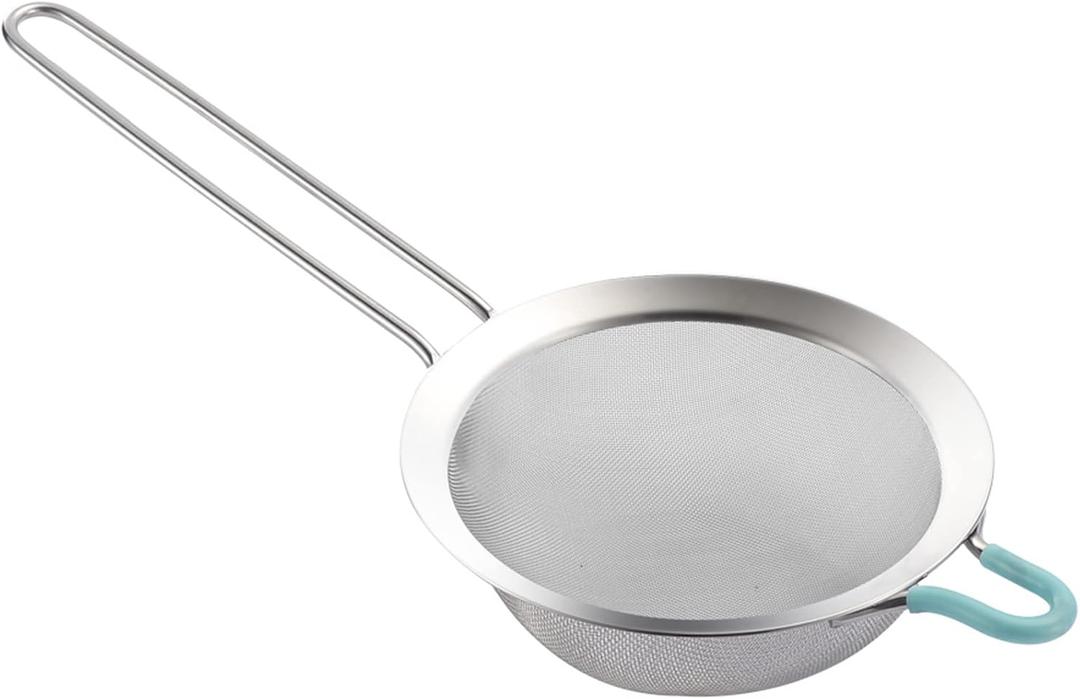 304 Stainless Steel 5.51 inch Fine Mesh Strainers for Kitchen, Colander-Skimmer with Handle, Sieve Sifters for Food, Tea, Rice, Oil, Noodles, Fruits, Vegetable 5.5 inch