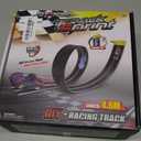 15 Ft Flexible Race Car Track (Daytona Blue) for Kids,Flex Track Starter Set Compatible with Hot Wheels and Diecast 1/64th Cars,Portable Racetrack Roll Up Race Track with 4 Racecars and Suction Cups