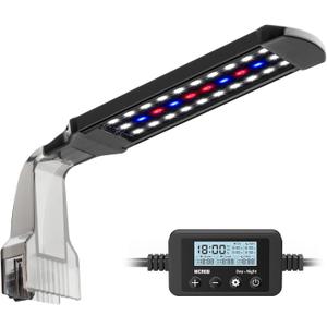 NICREW Clip on Aquarium Light, Fish Tank Light with White, Blue and Red LEDs, Planted Aquarium Light for Nano Tank, 2 Lighting Modes